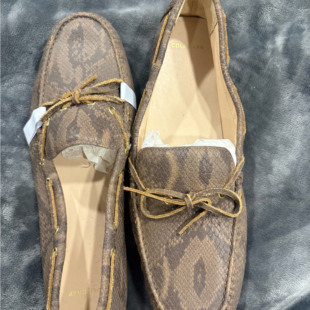 Cole Haan Brown Patterned Loafers/Drivers- Brand New. Size 10.5